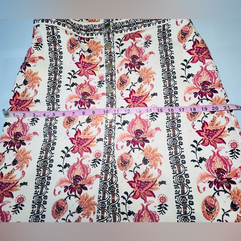 Spartina Catrina Denim Puff Sleeve Dress In Floral Thistle Stripe. Size Medium - Picture 12 of 13
